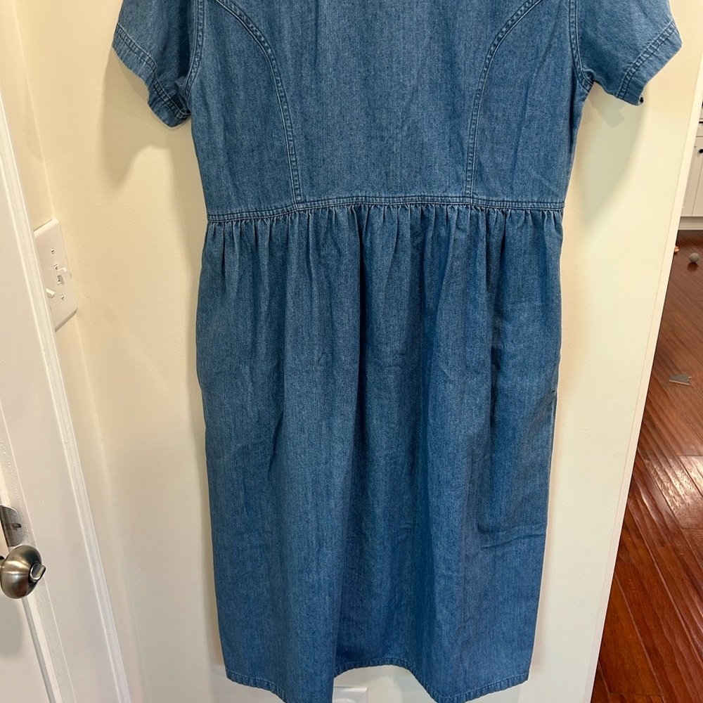 L.L. Bean Short Sleeve Denim Button-Front Midi Dress - Picture 7 of 7